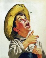 boy-in-straw-hat-flicking-pea-into-his-mouth. painting by Howard Scott.jpg